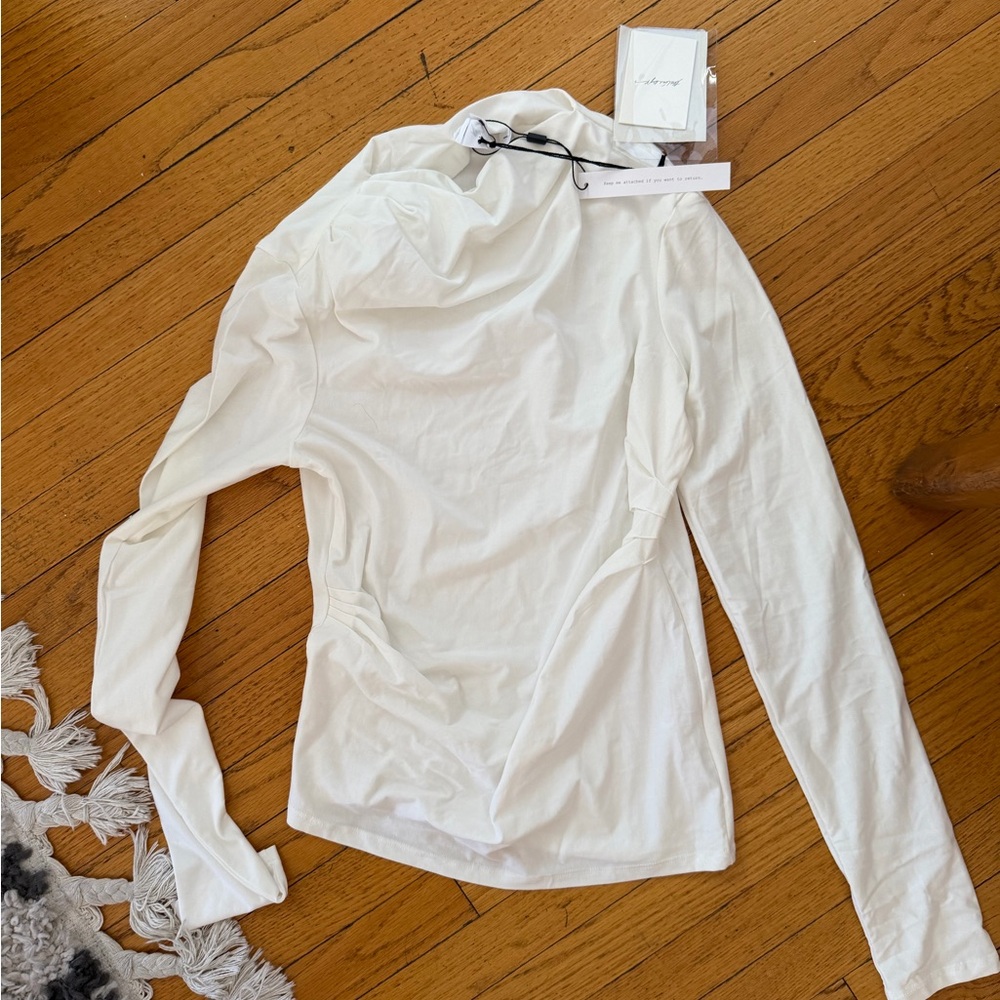 The Line by K NWT sold out White Long-Sleeve Draped Tee